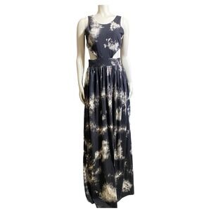 Tie Dye Maxi Dress Side Cut-Out Sleeveless Stretch Jersey Boho Scarlet Size 4